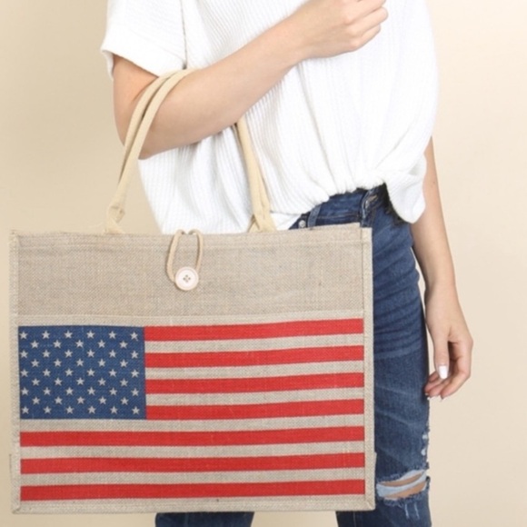 American Flag tote - bag Structured
Burlap Tote New approx 18x24x2-1/2 B… - Picture 5 of 14